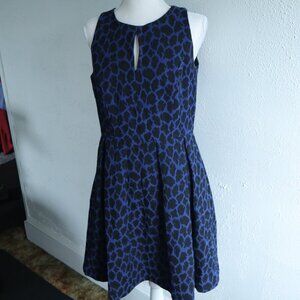 Catherine blue and black leopard print dress, cocktail, size 6